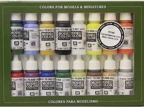 Set De 16 Pinturas Para Modelismo Vallejo Botes De 17ml