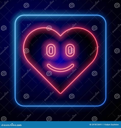 Glowing Neon Heart Icon Isolated On Black Background Romantic Symbol Linked Join Passion And