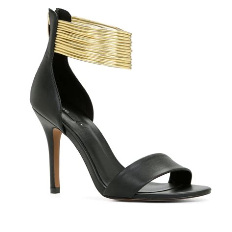 Aldo Elvianne Ankle Strap High Heel Sandals In Gold Black Lyst