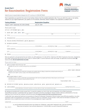 Fillable Online Fpacert Afponline Re Examination Registration Form Fp