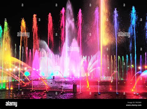 Fountain lights show at a Rizal park, Malate, Metro Manila Stock Photo ...