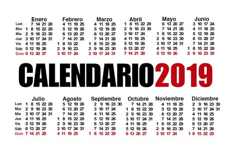 Calendario De Bolsillo 2019 Calendarios 2019 Gratis Y Editables