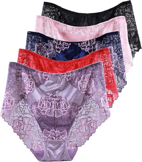 Warmword Women S Lace Underwear Plus Size Multi Pack Of 5 High Waist