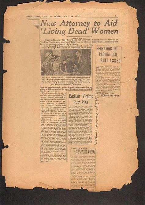 Click For The Original Image Life Radium Girls Newspapers