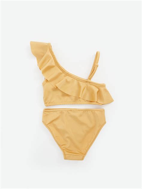 LCW ECO Sarı Fırfır Detaylı Kız Çocuk Bikini S BH Z J R LCW