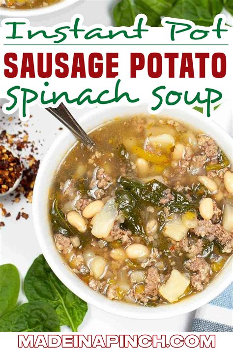 The BEST Instant Pot Sausage Potato Spinach Soup | Recipe | Easy ...