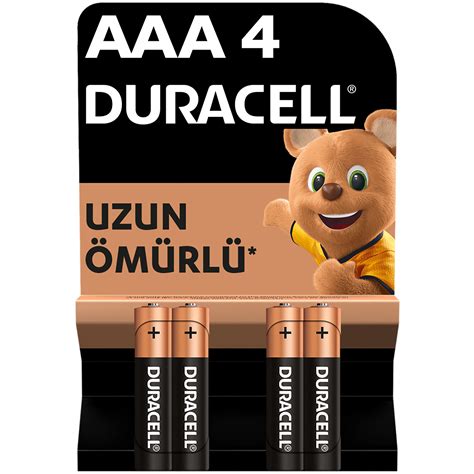 Duracell Alkalin AAA İnce Kalem Pil 4 Adet ebebek