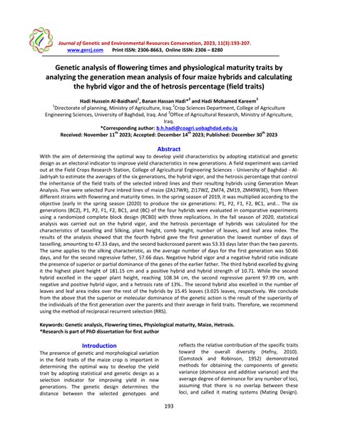 Pdf Genetic Analysis Of Flowering Times And Physiological Maturity