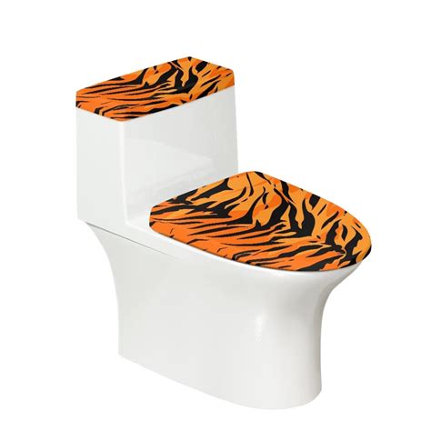 Suhoaziia Orange Leopard Toilet Lid Cover Machine Washable Elastic Edge