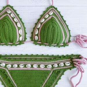 Seashell Crochet Bikini Set Two Tone Swimsuit Crochet Crochet Swimwear Beachwear Crochet