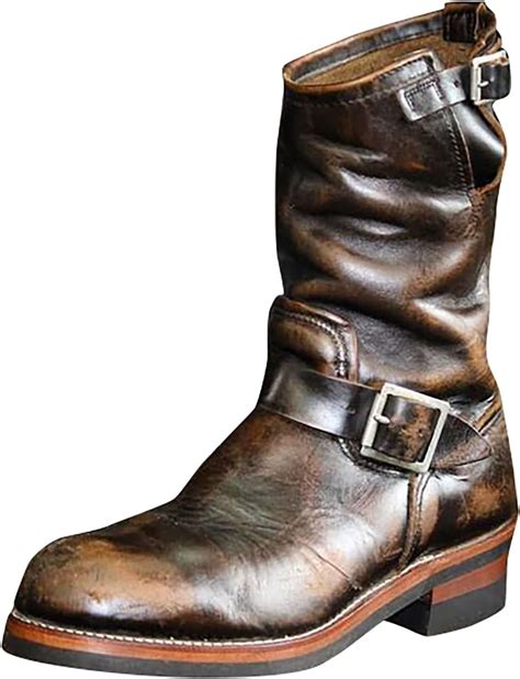 Hotberry Winterstiefel Herren Hohe Stiefel Retro Westernstiefel Cowboy