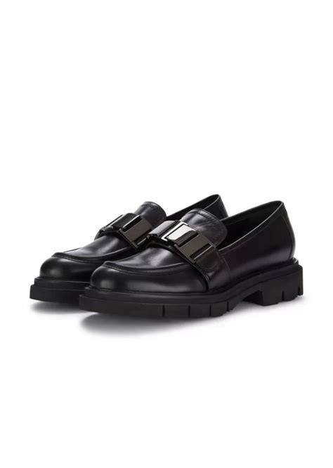 Luca Grossi Damen Loafers Leder Kette Schwarz Shoppen Bei Derna It