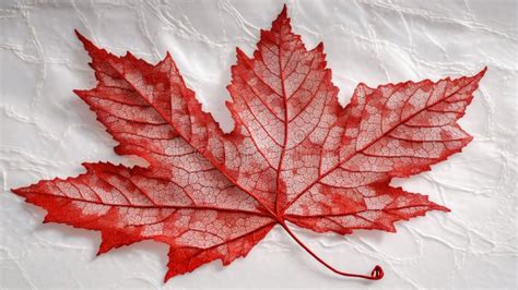 Canada Independence Day Red Maple Leaf On A White Background Close Up