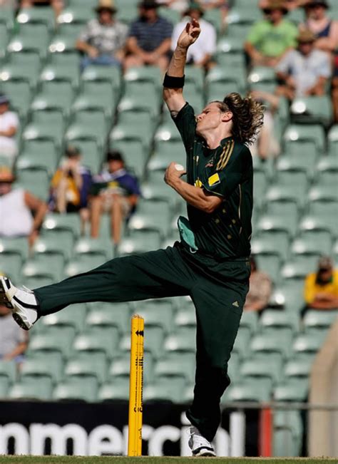 The Australians Celebrate Nathan Bracken S Second Wicket And The Exit