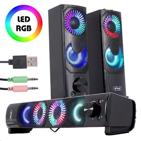 Caixa De Som Para Pc E Notebooks Sound Bar Gamer Led Rgb Knup Kp6041