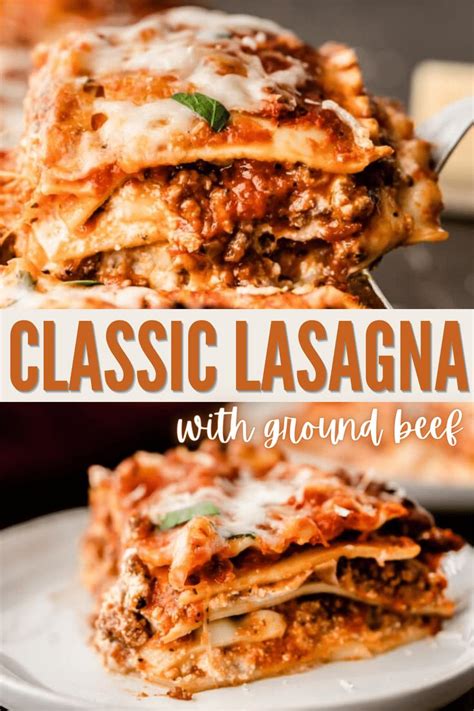 Classic Lasagna Recipe With Ground Beef Classic Lasagna Recipe