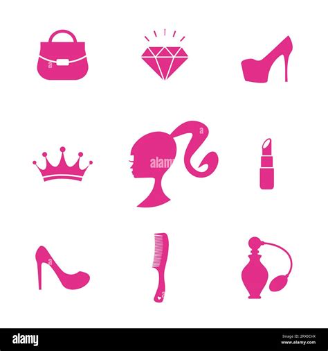 Barbie Accessories Collection Editorial Vector Illustration In Flat