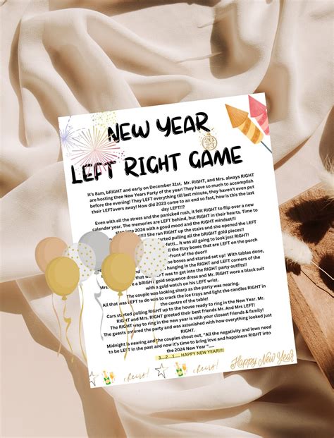 Left Right New Years 2024 Right Left Game New Years Eve Game Fun New Years Game New Years Adults