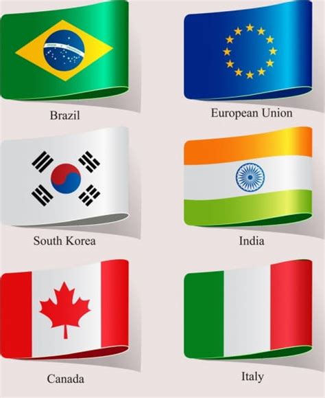 National Flags Icons Modern Shiny Colored 3d Design Eps Ai Vector