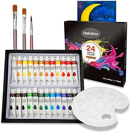 Acrylfarben Set 24 reichhaltige Pigmente Ölfarben Set für Erwachsene