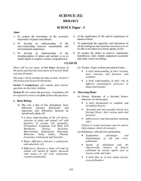 Icse Biology Syllabus Pdf Cisce Class Syllabus Biology