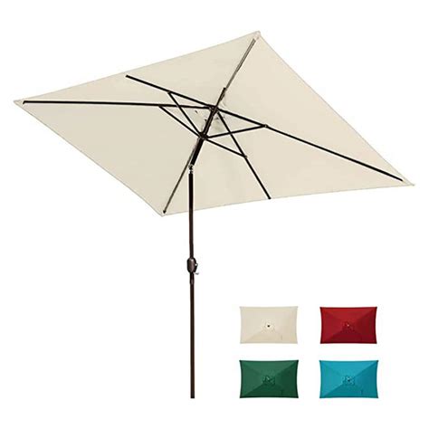 SUNRINX 10 Ft X 8 Ft Steel Market Patio Umbrella In Beige With Push