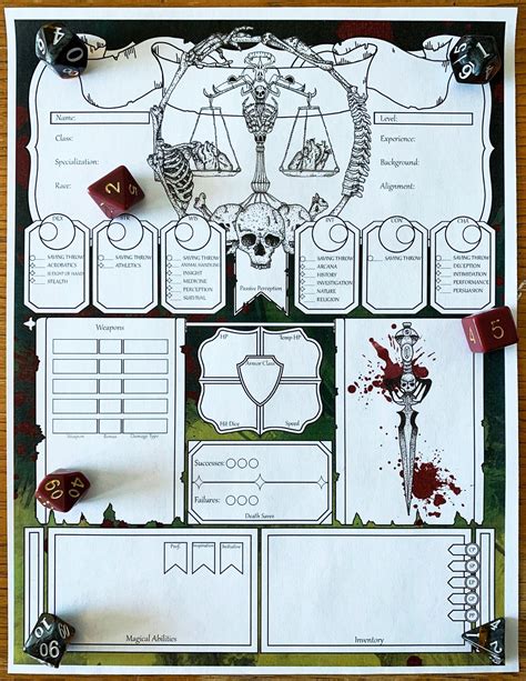 Dnd Character Sheet Necromancer Witch Doctor Etsy Canada