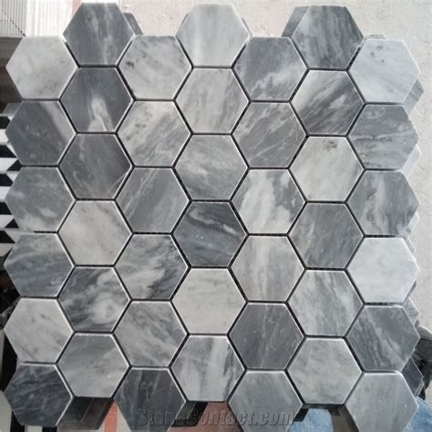 Italy Grey Marble Bardiglio Nuvolato Hexagon Wall Mosaics From China