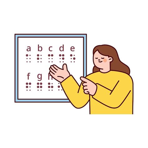 Premium Vector A Teacher Is Teaching The Braille Alphabet On The Board