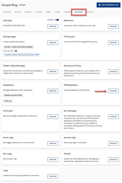 managing    phpmyadmin
