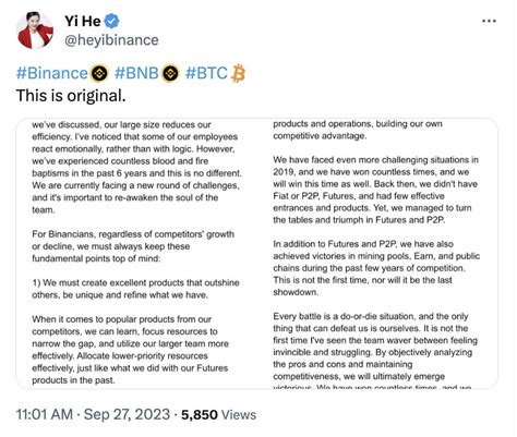 Binance Co-founder Yi He :Maintaining Competitiveness, Binance will Eventually Emerge Victorious ...