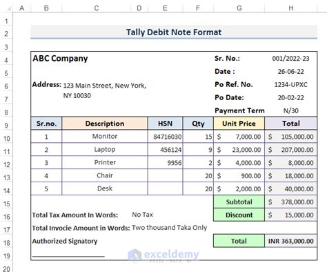 Debit Note And Credit Note Format In Excel Free Download Printable Templates