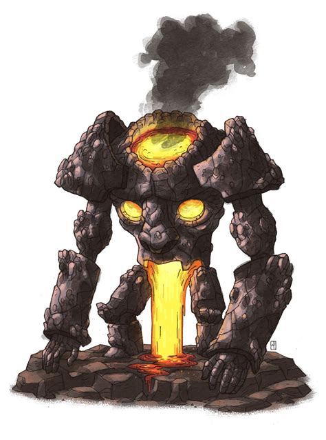 The Art Of M S Corley Lava Golem Mythical Creatures Art Fantasy