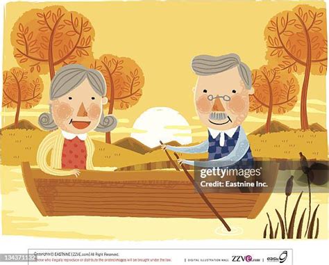 Older Couple On Boat Waving High Res Illustrations Getty Images