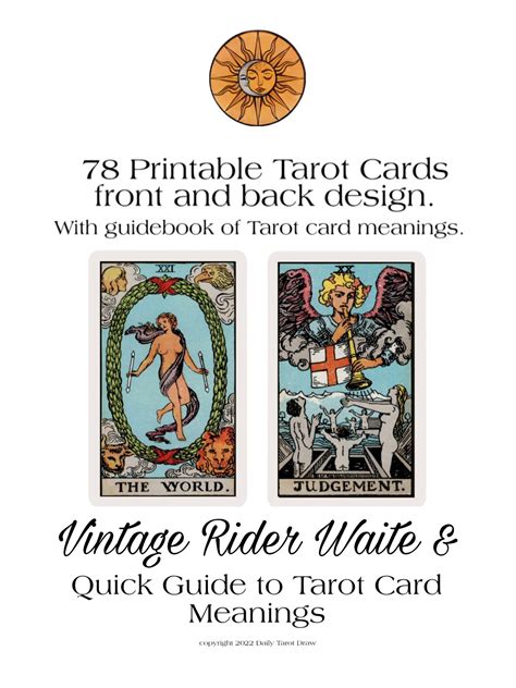 Printable Tarot Cards And Guidebook Worksheets Library