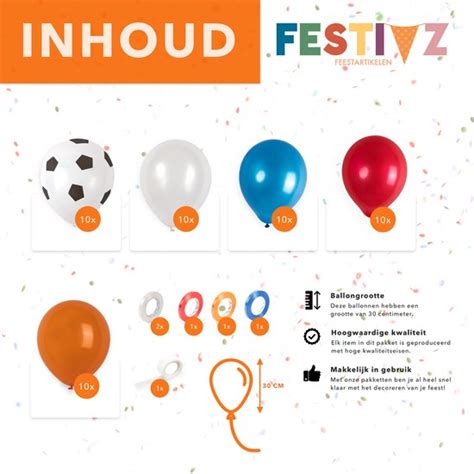 Festivz 40 Stuks Rood Wit Blauw Oranje Voetbal Ballonnen Decoratie