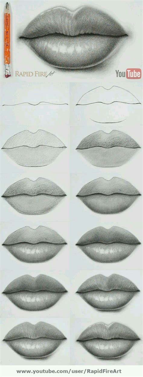 Lip drawing step by step | Lips drawing, Lip drawing, Realistic drawings