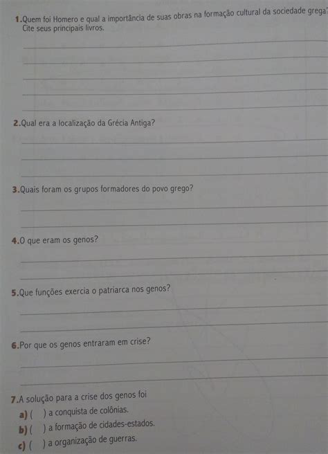 Exercicios Sobre A Grecia Antiga Gabarito 6o Ano REVOEDUCA