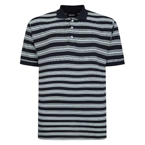 Bigdude Striped Jersey Polo Navy Bigdude