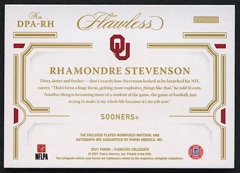 Rhamondre Stevenson 2021 Panini Flawless Collegiate Dual Patch