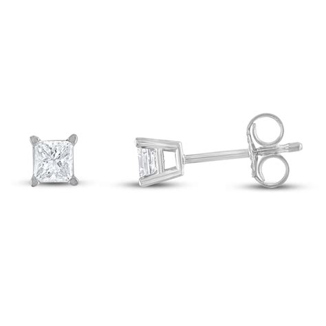 Diamond Solitaire Earrings 1/3 ct tw Princess-Cut 14K White Gold (I2/I) | Jared