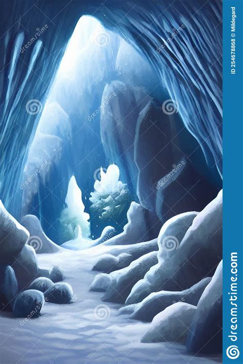 Ice Cave Entrance - Fantasy Landscape Stock Illustration - Illustration ...