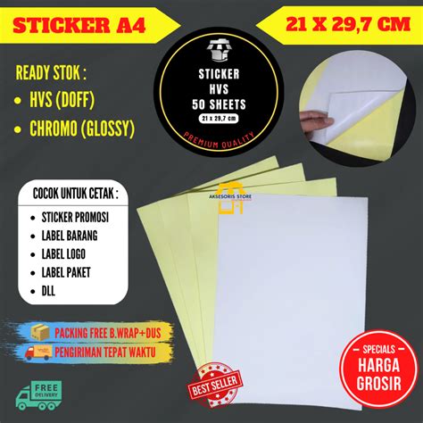 Jual Stiker Label A4 Isi 50 Lembar Kertas Sticker Ukuran A4 Shopee Indonesia