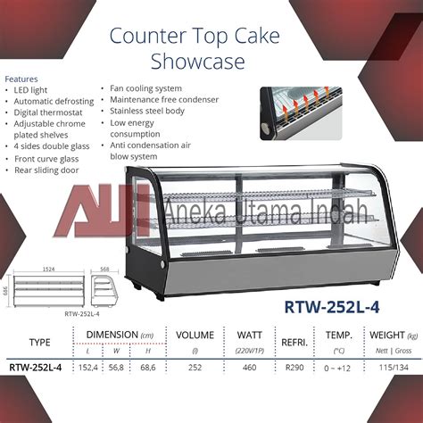 Gea Rtw L Counter Top Cake Showcase Cake Display Kaca Cembung