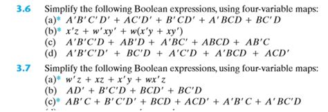 Solved Simplify The Following Boolean Expressions Using Chegg