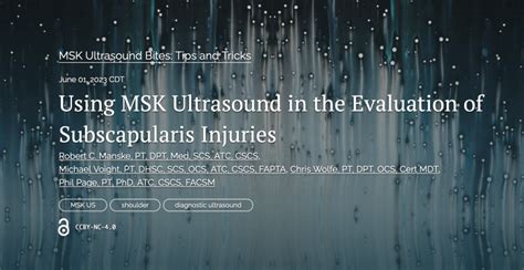 Using Msk Ultrasound In The Evaluation Of Subscapularis Injuries Ijspt