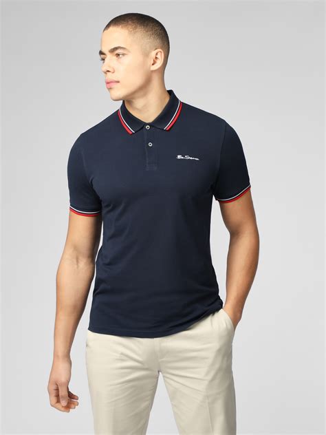 Mens Navy Signature Cotton Polo Shirt Ben Sherman Est 1963