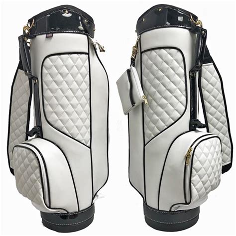 Lady Golf Bags White Diamond Large Pocket Golf Bag With Black Patent Trim