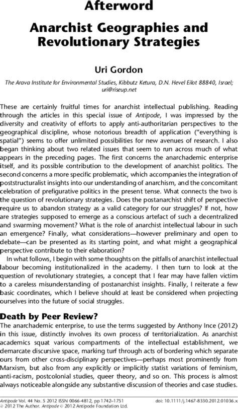 Anarchist Geographies And Revolutionary Strategies Gordon 2012