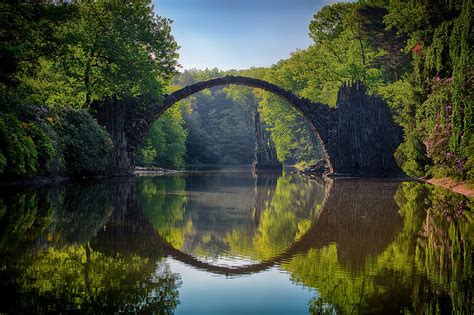 Gray concrete bridge, nature, landscape, reflection, symmetry HD ...